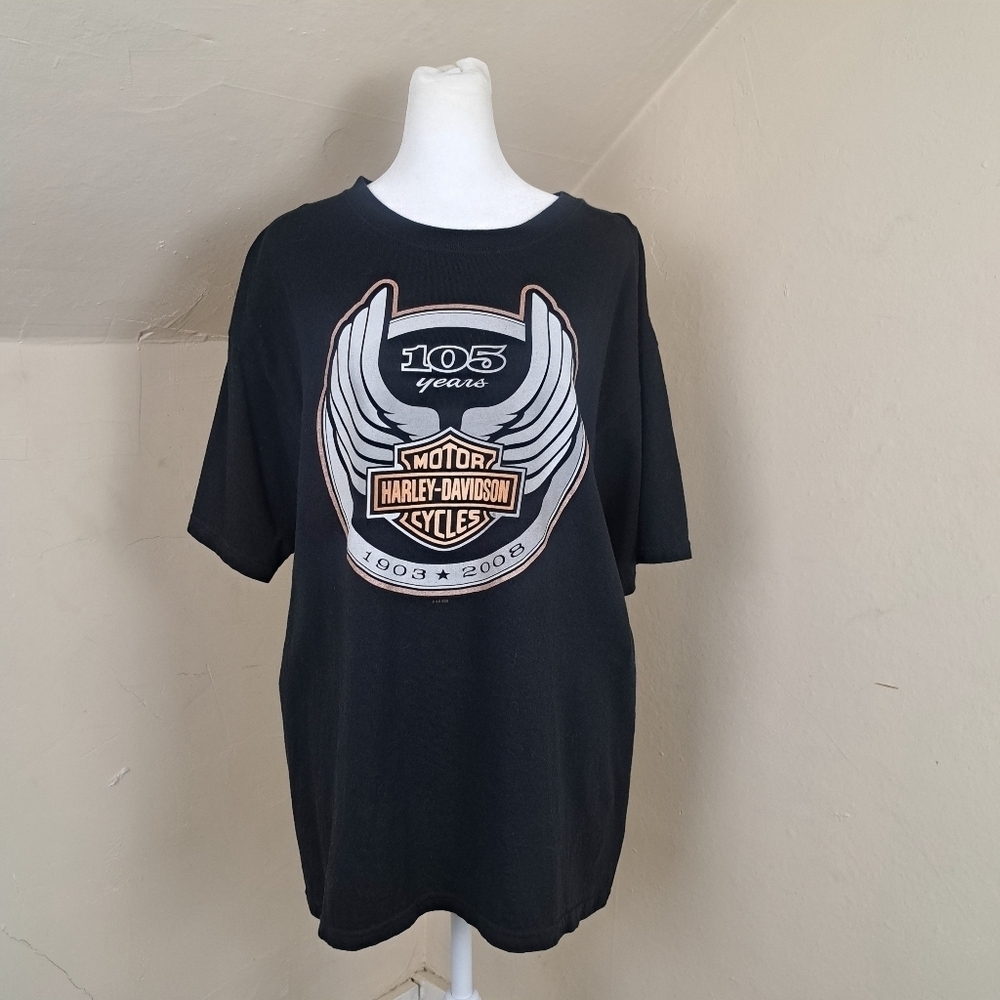 Harley-Davidson Black T-Shirt Mens 105th Anniversary 1903-2008 Size L